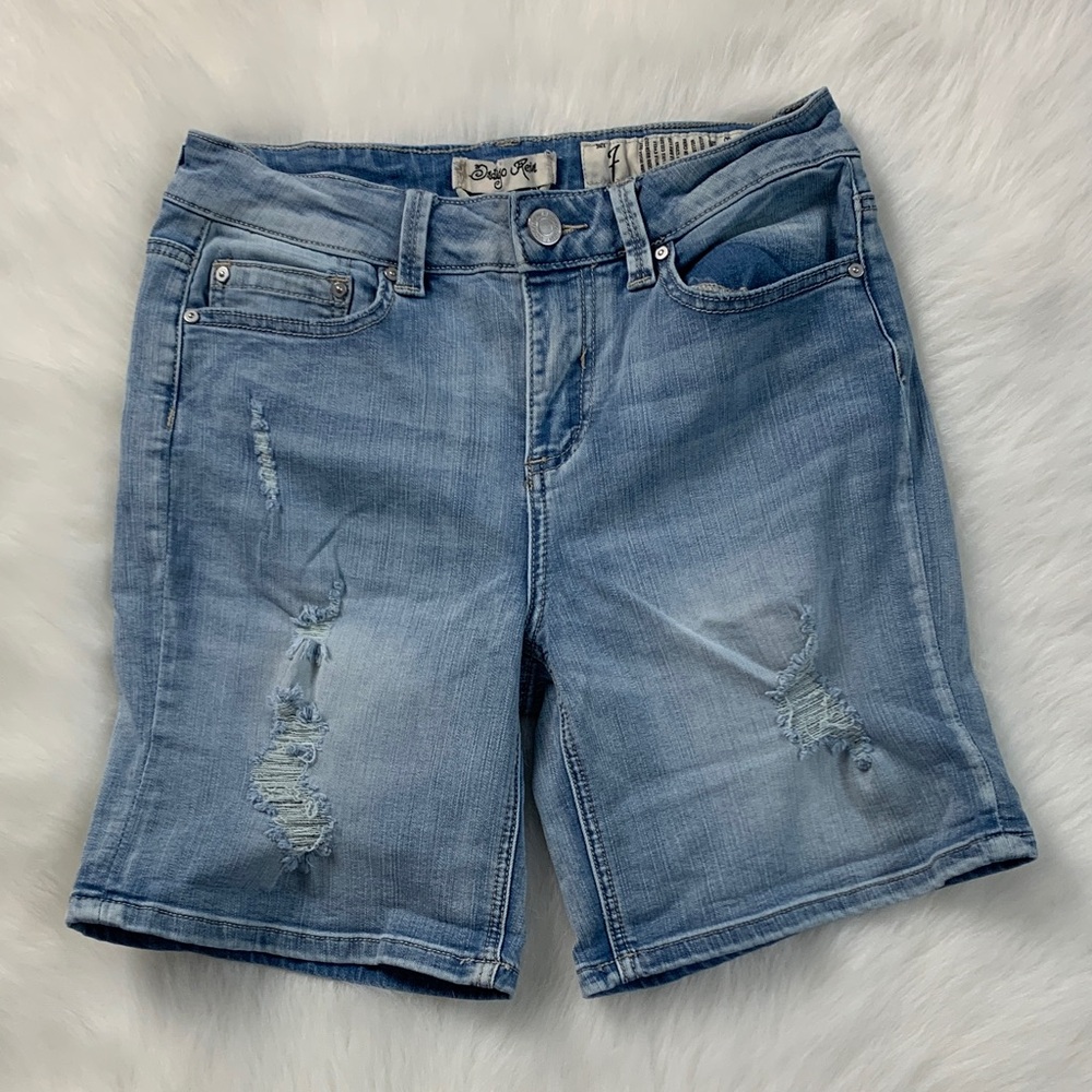 Indigo Rein Light Blue Distressed Jean Shorts